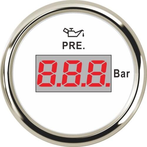 1pc 52mm Digital Oil Pressure Gauge 0-10Bar Lcd Display Oil Pressure Meter 10-184ohm with Red Backlight for Car Boat Yacht Truck