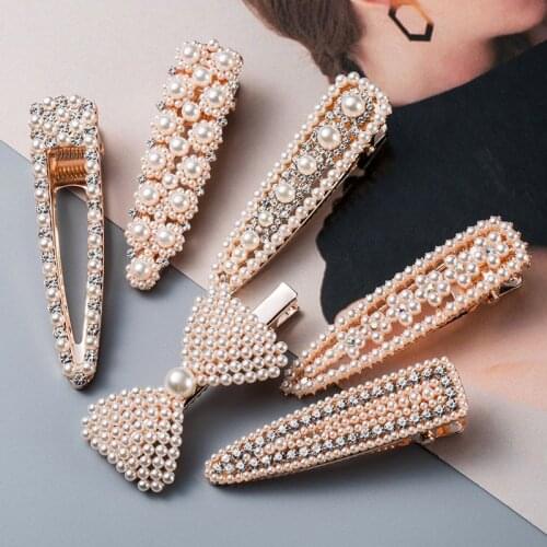 1 Pcs Vintage Imitation Pearl Hairpins For Women Girls Gifts Gold Color Hair Clips Crystal Rhinestones Hair Accessories Jewelry