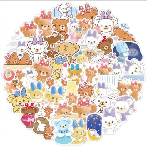 10/30/50PCS Cartoon Cute Duffy Bear and Ballet Rabbit Graffiti Stickers Luggage Laptop Car Decoration Stickers Toys Wholesale