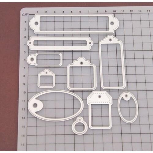 10 Pcs Square Lace Label Metal Cutting Dies Stencils for DIY Scrapbooking Album Stamp Paper Card Embossing Stencil