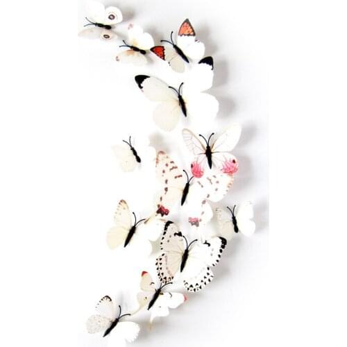 12PCS/Lot White Butterfl Decorative Stakes Wind Spinners Garden Decorations Simulation Butterfly Stakes Yard Plant Lawn