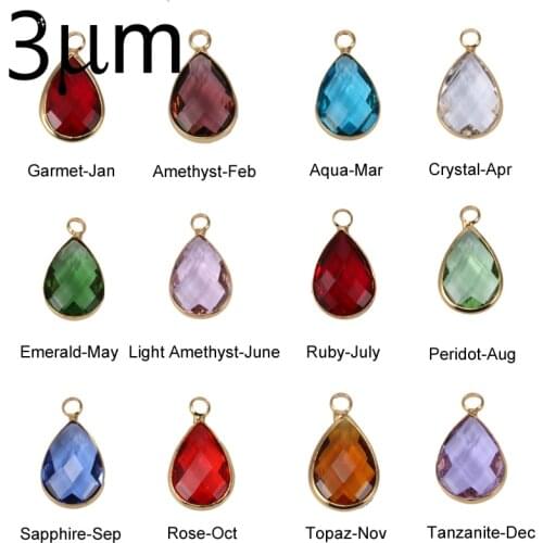 12pcs/lot 12Months Birthstone Charms WaterDrop Shape Glass Colors Personalized jewelry findings Accessories for WOMEN Seller