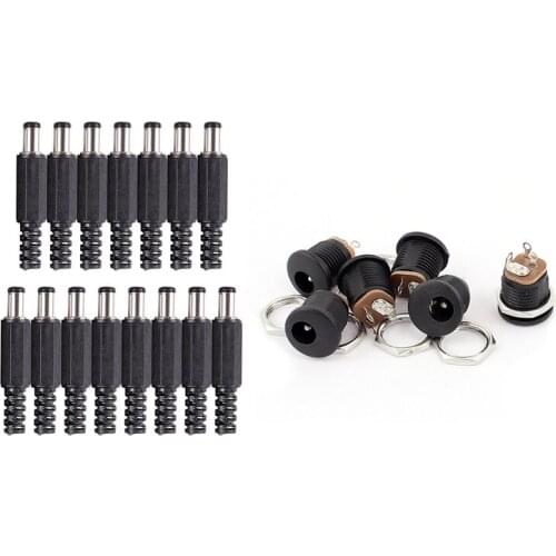 15Pcs 5.5Mmx2.1Mmx9Mm Male Solder Dc Power Jack for Laptop Adapter & 6Pcs Dc-005 Panel Mount Dc Power Female Socket Connector 5