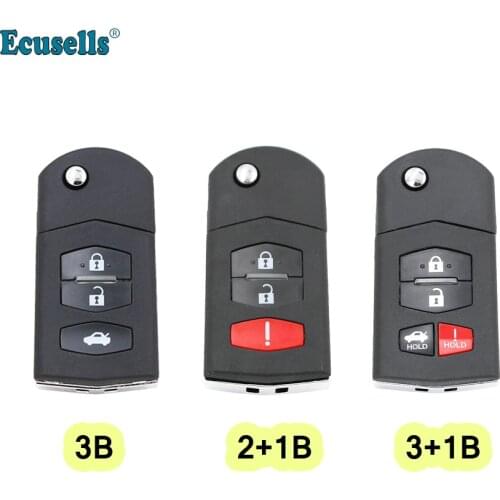 3/4 buttons Flip Remote Key Fob Shell Case fob 4 Button for Mazda 3 5 6 RX-8 CX-7 CX-9 RX-8 with uncut HU133 blade