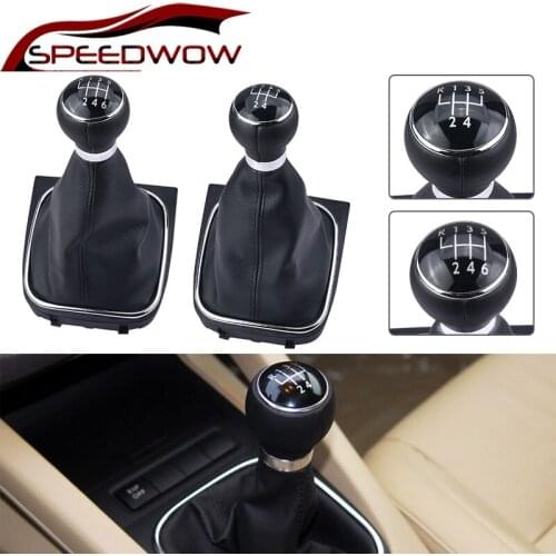 SPEEDWOW Car Auto Manual 5/6 Speed Gear Shift Knob With Leather Dust Cover For VW Golf 6 Sagitar MK6 2009 2010 2011 2012