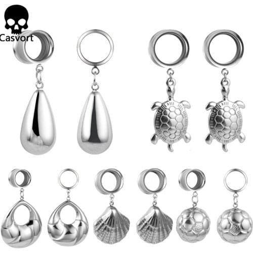 Casvort Ear Piercing water drop Plug Expander Tunnel Plug Dangle Studs Saddle Ear Gauges Stretchers Body Piercing Jewelry