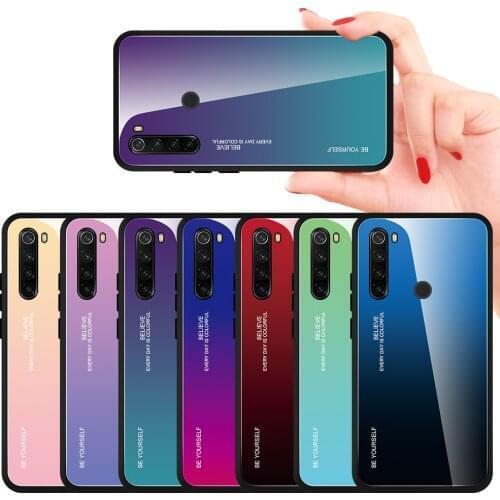 Gradient Tempered Glass Phone Case for Xiaomi Redmi Note 8T 8 T 8A Note 9 Color Glass Case On Redmi Note 8 Pro Fundas Back Cover