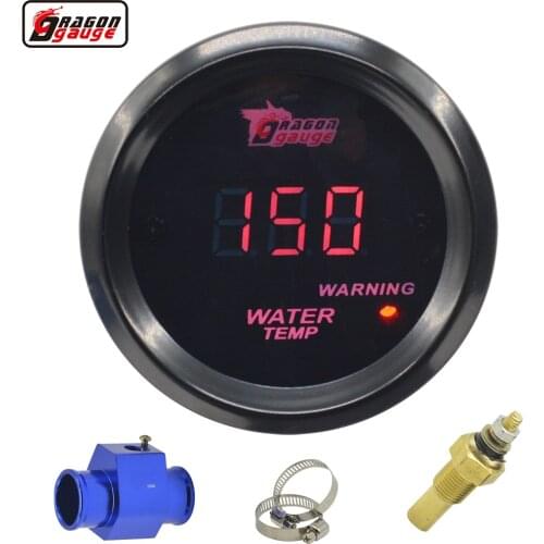 Dragon 52mm Black Car Moter Red Backlight Digital LED Electronic Water Temp Gauge 40-150 Celsius Temperature Mete Free Shipping