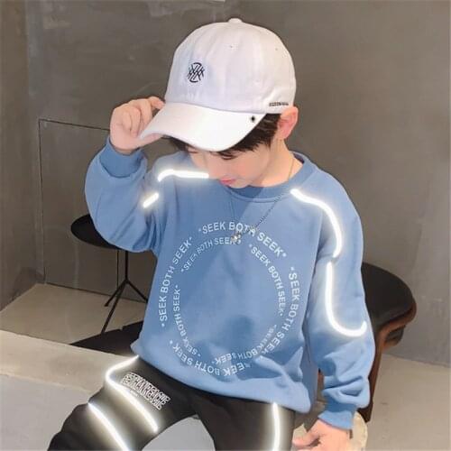 Reflective Spring Autumn Boys Sweatshirts Jacket Coat Kids Outwear Teenager Tops Children Clothes Cotton High Quality