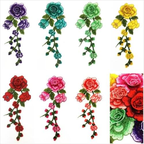DIY colorful Clothes Bust Dress Patches Flower Floral Collar Sew on Patch Cute Applique Badge Embroidered Fabric Sticker