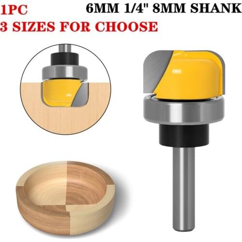 1Pc 6mm/6.35mm/8mm Shank Bowl And Tray Template Router Bit Industrial Grade Two Flute Carbide Wood Mill Cutters