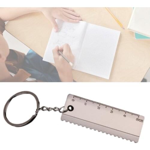 M89B Ruler Keychain Brass Straight Ruler Keyring Pendant Vintage Metal Copper Bookmark Measuring Tool Stationery 5CM