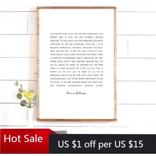 Marianne Williamson Quote Print Wall Art Picture Canvas Painting Monochrome Minimalist Inspirational Christian Poster Home Decor