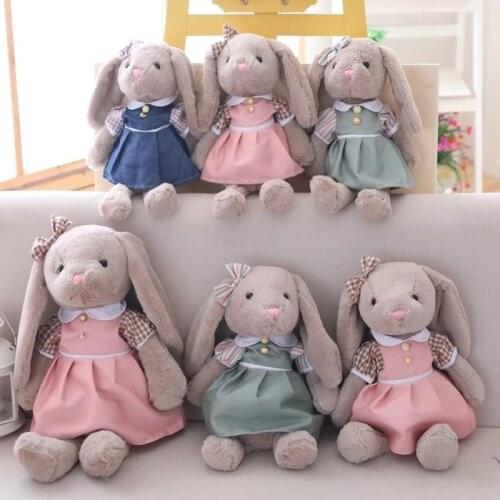 Grey Rabbit Plush Toy Bunny With Skirt Stuffed Soft Cartoon Animal Doll High Quality Kids Birthday Gift cute hot soft new Pillow