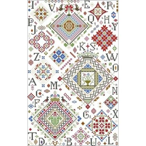 14/18/22/25/28CT Quaker Geometric Alphabet Puzzle III Counted Cross Stitch Cross Stitch Kit Embroidery Needlework Sets
