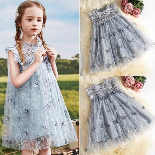 Summer Causal Dress Kid Girl Wedding Party Gown Floral Hollow Out Mess Vestidos Girl Birthday Costume Girl Clothes Size 3-8