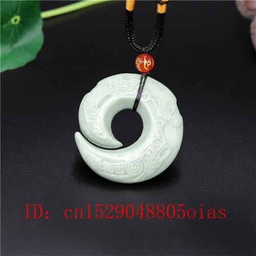 Natural White Green Chinese Jade Rune Pendant Necklace Fashion Charm Jewelry Double-sided Hollow Carved Amulet Gifts for Women