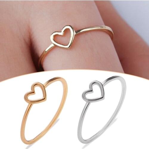 New Girls Bride Valentines Gift Heart Couples Scarf Accessories Silver Wedding 1PC Hollow Out Ring Wedding Size6 7 8 9 10 Golden