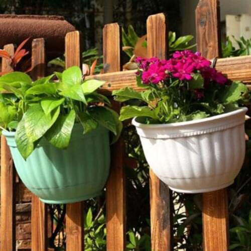 New Modern Style Hanging Flower Pots Garden Plastic Fence Balcony Planting Basket Plant Pot Plantering Accessory Dropshipping