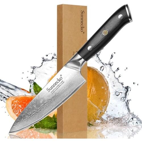 SUNNECKO Chef Knife Kitchen Knives 6.5" inch Cook Cutter Tools Japanese Damascus VG10 Steel Razor Sharp 60HRC Blade G10 Handle
