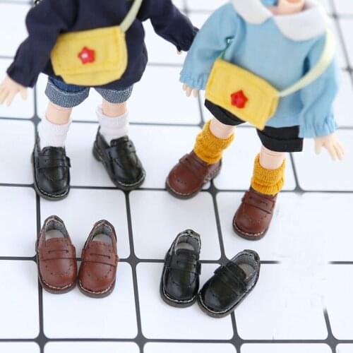 Ob11 shoes school uniform shoes are versatile with Japanese small leather shoes in black doll shoes doll accessories