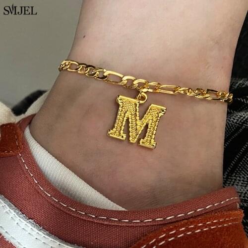 Personalize Gold Color Initial Anklet Bracelet for Women Fashion 26 A-Z Name Female Anklets Barefoot Summer Jewelrys Gifts