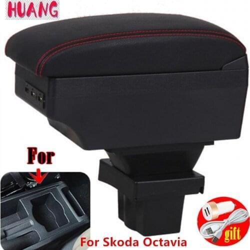 For Skoda Octavia Armrest box For Skoda Yeti Mk2 2005-2012 Car Armrest Retrofit parts Storage box car accessories USB