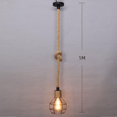 Industrial Hemp Rope Pendant Lamp Retro Restaurant Light Pendant Decoration Loft Kitchen Fixtures Bar Light Suspension Handlamp
