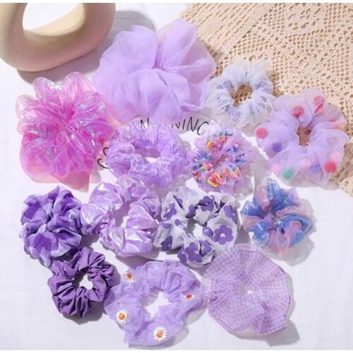 Summer Women Elegant Solid Silk Crude Elastic Hair Bands Ponytail Holder Tie Gum Scrunchie Rubber Bands Fashion Hair Accessories