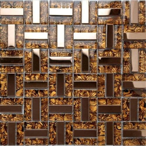 Luxury Gold Metal Shell Paper Resin Glass Mosaic tile, kitchen backsplash wall puzzle bathroom shower fireplace decor