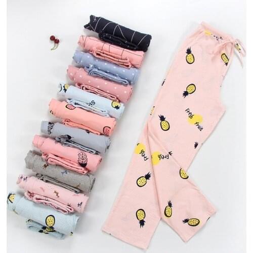 Sweet Cartoon Sleep Bottoms 100% Cotton Pajama Pants Women Piyamas Trousers Lounge Pants Comfortable Pantalon Breathable Pyjama