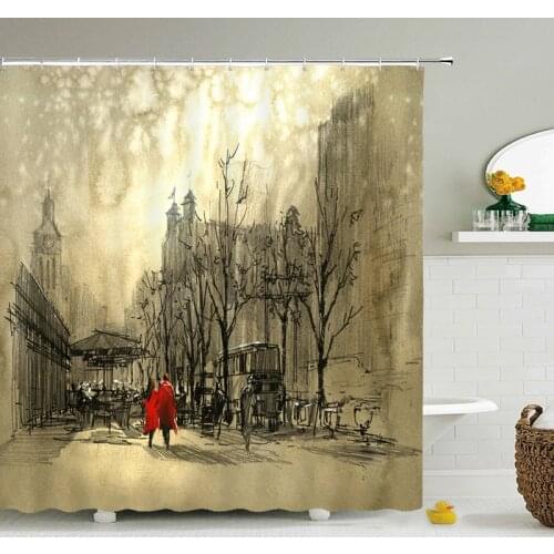 Bathroom Shower Curtain New York Woman Street View Waterproof Polyester Bathroom Curtain Printing Shower Curtain Bath Screen