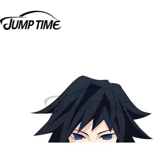 Jump Time 13 x 4.7cm For Giyuu Tomioka Stare Peeker Demon Slayer Car Sticker Anime Personality Creative Stickers Body Car Wrap