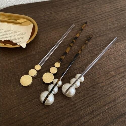 New Pearl Hair Sticks Acetate Headbands For Women Lady Metal Hairpins Hair Clip Hair Accessories Headwear 2021