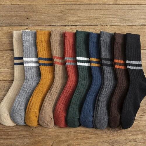 New Womens Woollen socks Retro Fashion Street Trend Style Unisex Long Socks Soft Cotton Leisure Winter Keep Warm Solid Color