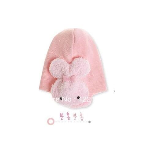 Winter Keep warm knitted hats for boy/girl/kits hats,infants caps beanines chilldren thicken Double rabbit ear muff hatZA10-1pcs