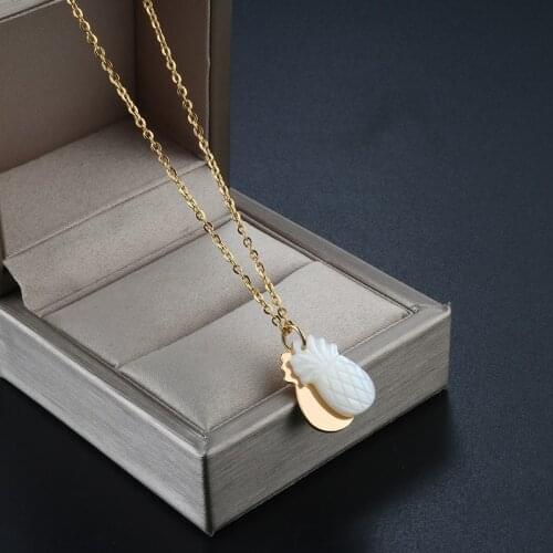 Gold Plating Pineapple Pendant Necklace Woman Female 55cm Length Choker Necklace Luxury Brand Wedding Engagement Jewelry Gift
