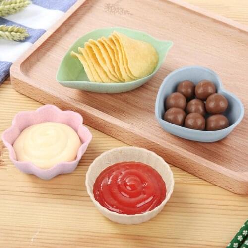 1PC Kitchen Food Sauce Wasabi Dish Multipurpose Leaf-Shape Small Seasoning Saucers Appetizer Plates Bowl 4 Colors Snack Plat