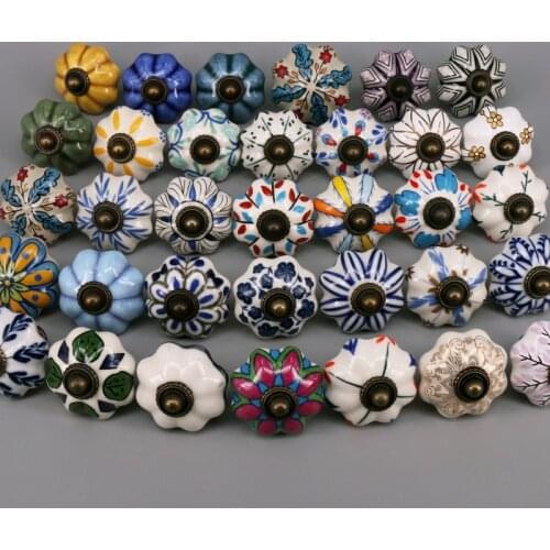 1x Flower Leaft Ceramic Retro Vintage Knobs Bedroom Kitchen Door Cabinet Cupboard Knob Pull Drawers Handle