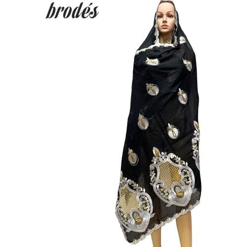 2021African Women Ramadan New Color Hijab Diamond Fashion Embroidered Cotton Headscarf Comfortable Muslim Wedding Party