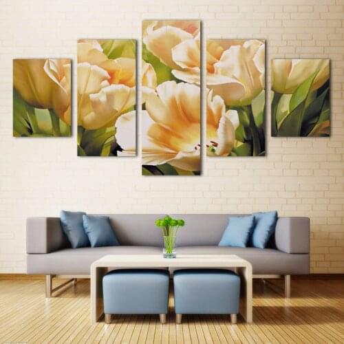 5D DIY Diamond Wall Painting Tulip Flower 5 Pcs Picture Modern Full Round Drill Cross Stitch Beadwork Embroidery Home Decor Gift