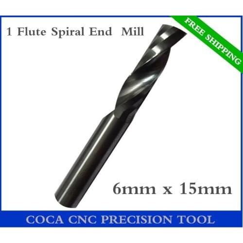 6mm*15mm,Freeshipping CNC Solid carbide woodworking insert router bit,Tungsten end mill,1 Flute milling cutter,MDF,PVC,Acrylic