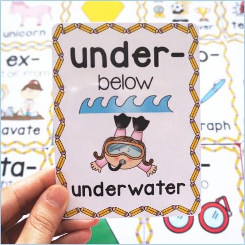 61pcs Prefixes Suffixes English Word Flash Cards For Kids Montessori Educational Learning Cards Memory Game Teacher Teaching Aid