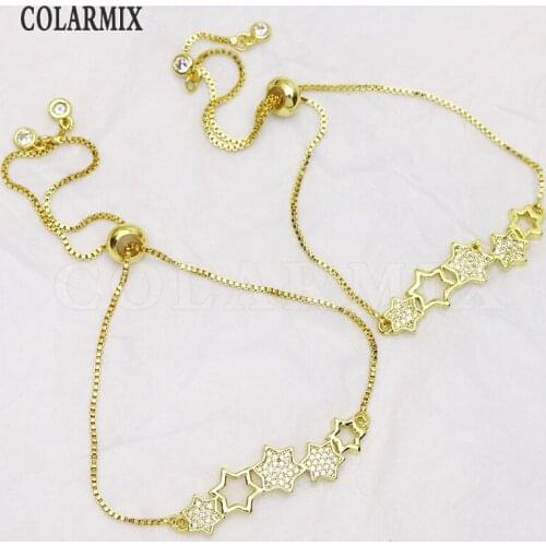 8pcs Star bracelets Gold star charms Metal charm bracelets zircon accessories connectors bracelets for women 8394