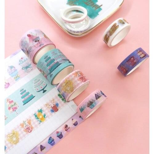 8pcs/set Chocolate Fragrance Washi Tape Birthday Cake Ice Cream Desserts Children Gift Adhesive Masking Tape Japanese Stationery