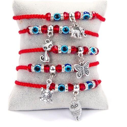 Hamsa Lucky Red String Hamsa Thread Pendant Bracelet Blue Turkish Evil Eye Charm for Women Men Handmade Friendship Jewelry Gift