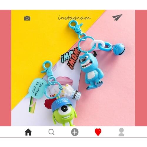Cartoon Monster University Keychain Mr Q Sullivan Figure Model Toys Doll Pendant Key Ring Creative Personality Boyfriend Gift