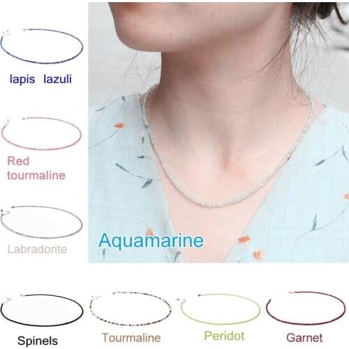 Micro Faceted Beads Necklace Natural Lapis Lazuli Choker Vintage Stone Exquisite Clavicular Chain For Fashion Girl Woman Jewelry