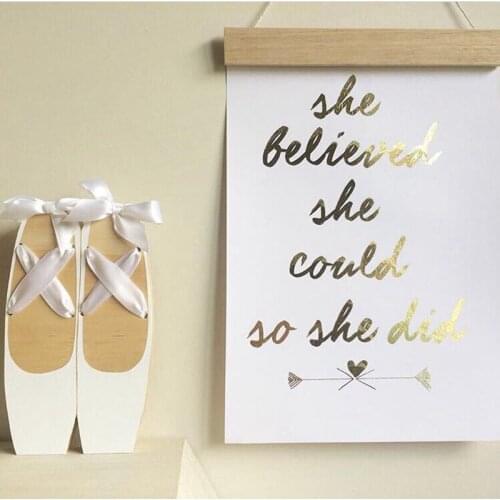 D pink and white Wooden ballet shoes baby Kids Room Decor Girl Photography Props Ornaments