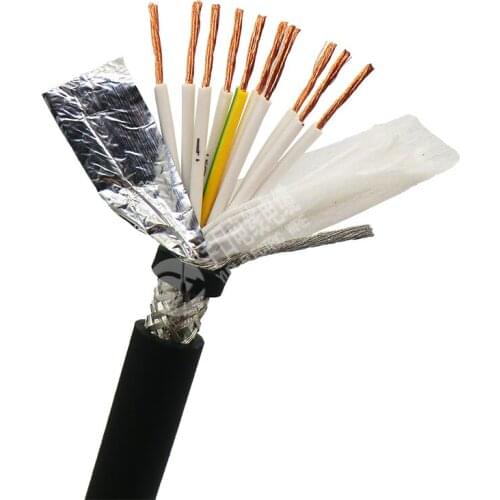 Shielded Towline Wire 10 core 0.3, 0.5 mm² High Flexibility TRVVP Drag Chain Cable 5m (22,20 AWG)